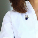 Japanese Kimono Cat Pins Brooch Fashion Badges Jacket Jewelry Gift (Blue) A
