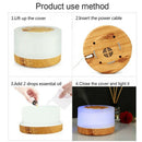 500Ml Ultrasonic Air Humidifier Led Light Wood Grain Essential Oil Diffuser