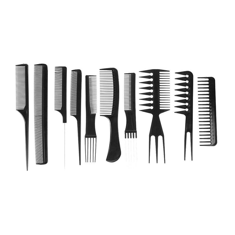 10Pcs Black Pro Salon Hair Styling Hairdressing Plastic Barbers Brush Combs A