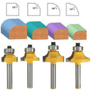 4x Round over Edging Router Bit Set 1/4 Inch Shank 1/2 Inch 3/8 Inch 1/4 In