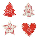16PCS Mixed DIY White&Red Tree/Heart/Star Wooden Ornaments For Christmas Pa L3N4
