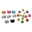 200Pcs/lot Cartoon Cat Flower Wooden Buttons for Sewing Scrapbooking Crafts