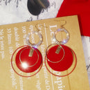 Fashion Trend Geometric Big Circle Ear Hook Long Full Diamond Festive Earri