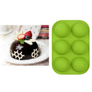 5x Round Silicone 6 Holes Semi-Sphere Non Stick Mold Cake Baking Mould Green
