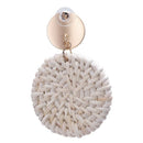 Fashion Jewelry Cactus Printed Braided Rattan Drop Earrings for Women