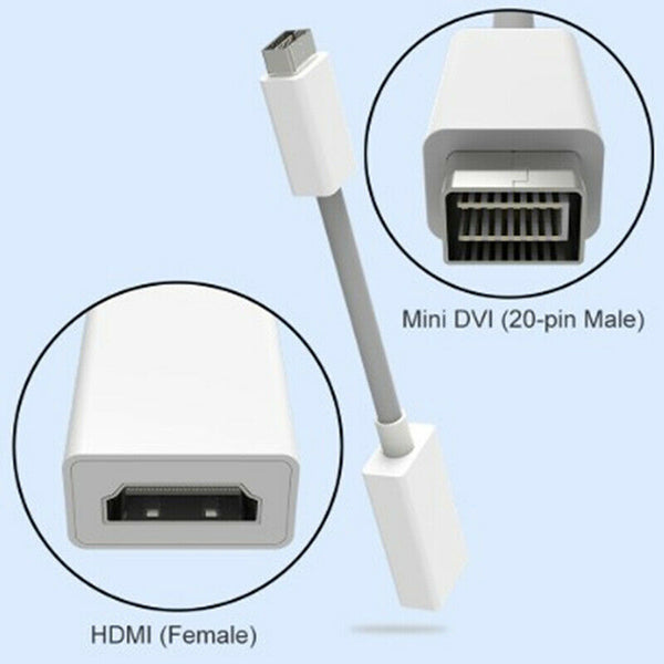 Mini DVI Male to HDMI Female Cable Monitor Video Adapter Converter Cord 10 Kw