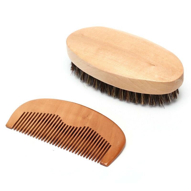 Beard Brush & Beard Comb Boar Bristle Comb Mens Mustache Care Grooming Kit To Nw