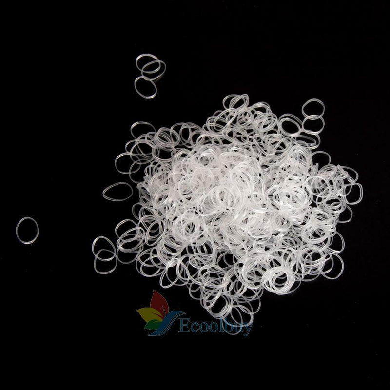 500pcs Hair Tie Band Ponytail Holder Elastic Rubber Clear White Women Girls