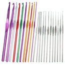 Aluminum Crochet Hooks Needles Knit 22pcs Set Weave Craft Yarn Multi Color Delux