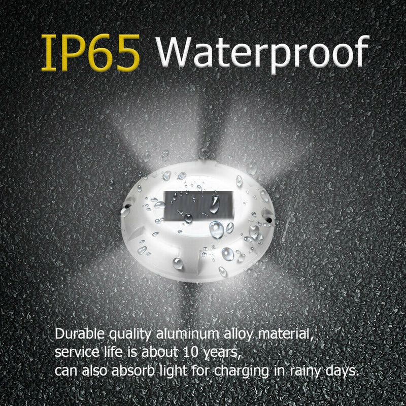 4LED Round Ground Light Waterproof Solar Underground Lamp (Cold White) A