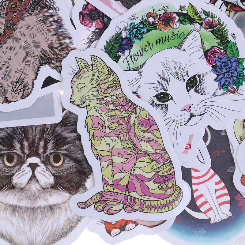 50Pcs/bag Cute cat stickers DIY scrapbooking suitcase laptop car stick%x