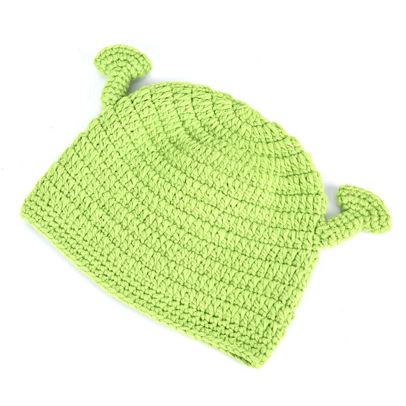 Unisex Balaclava Monster Shrek Wool Winter Knitted Hats Green Party Funny Ca Bj