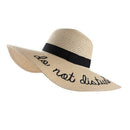 Summer Womens Wide Brim Do Not Disturb Sun Hat Embroidery Straw Cap Floppy  S2C9