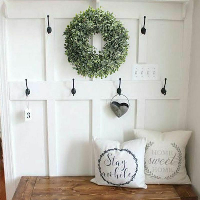 Artificial Green Leaves Wreath - 17.5 Inch Front Door Wreath Shell Grass BoxT7H4