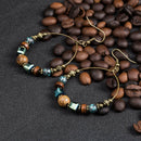 Bohemia Earrings For Women Ethnic Big Circle Round Rings Hollow Tassel Earr