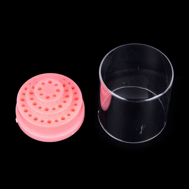 48Hole Pink Organizer Manicure Storage Box Displayer Nail Drill Bit Holder Kw