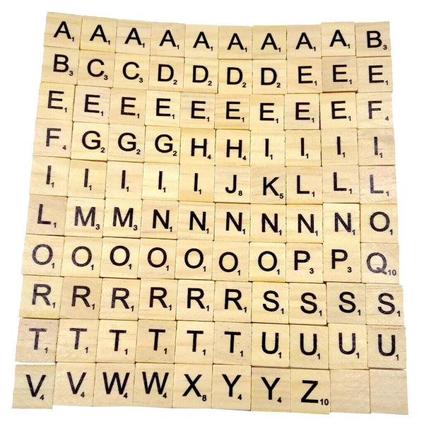 100pcs A to Z Wood Tile Black Letters Puzzle Alphabets Board Crafts