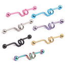 Stainless Steel Spiral Industrial Barbell Ear / Tongue Ring Piercing Bar Jewelry