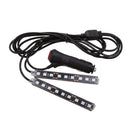 2 in 1 Green 9LED Floor Atmosphere Lights Underdash ighting Strip Kit