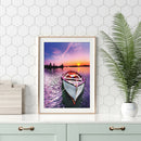 5D DIY Full Round Drill Diamond Painting Sunset Ship Cross Stitch Mosaic
