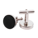 1Pair Mens Dress Round Cloth Cufflinks For Business Shirt Wedding Party BlacR7E7