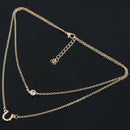 Single Letter U Piercing Flash Double Layer Alloy Necklace