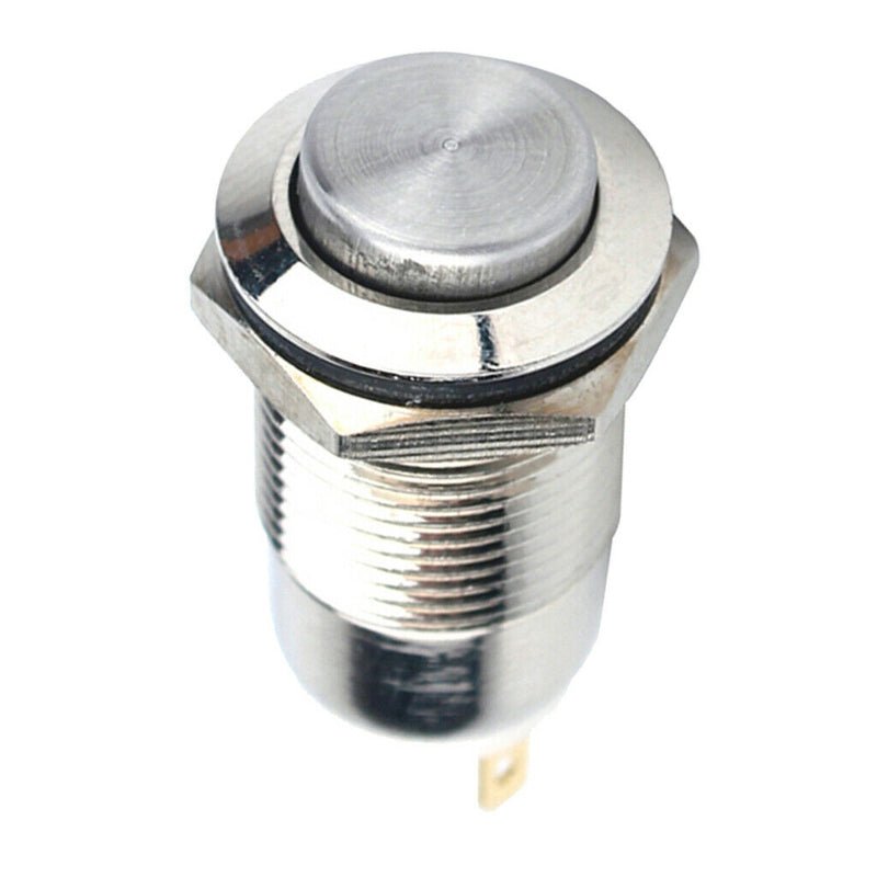 12mm 36V/2A Latching Metal Steel Push Button Switch ON/OFF Flat 2-pins