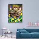 5D DIY Diamond Painting Kits Cats in Flowers Full Round Drill Handicrafts