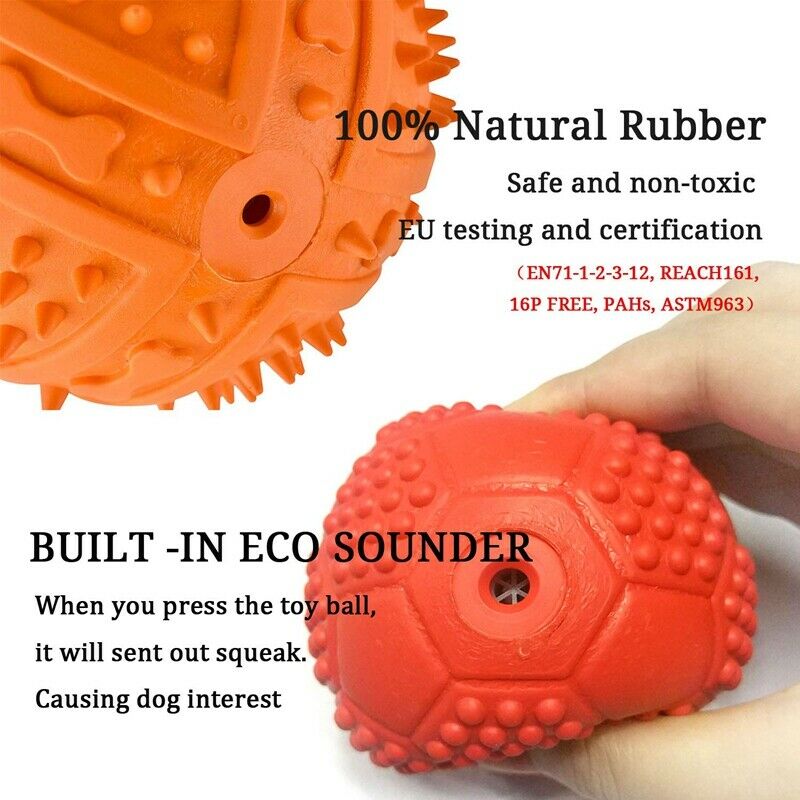 Dog Squeaky Toys Ball - Puppy Chew Toys for Playtime and Teeth Cleaning, In