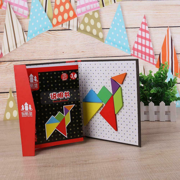 Wooden Magnetic Tangram Puzzles Jigsaw Plate Kids IQ Educational Toys Gifts #gib