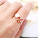 Fashion Zircon Crystal Leaf Flower Crystal Finger Open Rings Women Jewelry Gift