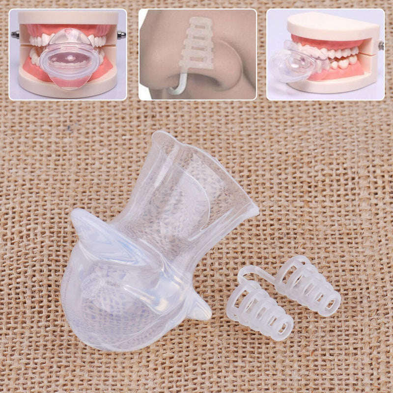 Silicone Tongue Device Anti Snore Nose Clip Relief Stopper Tray Sleep Apnea Aid