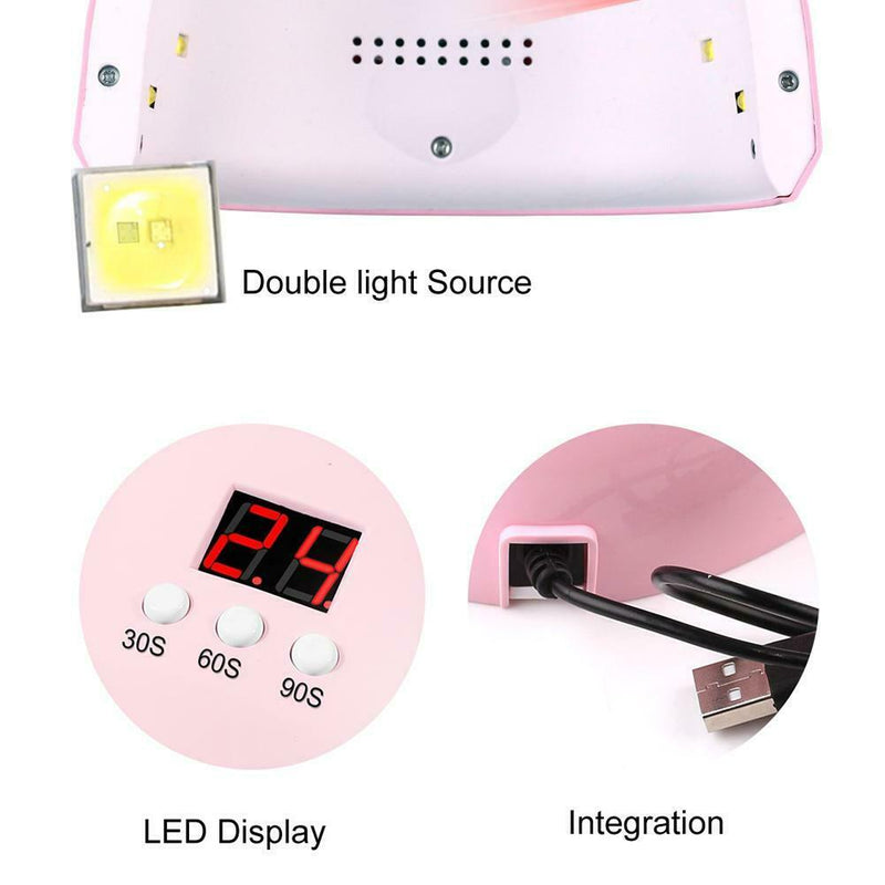 12 LED 36W Nail Art Dryer Light Manicure Drying Gel Polish UV Lamp (Pink) SN9F