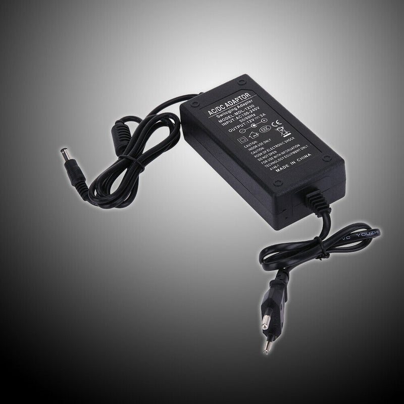 12V 3A AC to DC Power Adapter Dual Cable Converter Universal 5.5x2.1-2.5mm