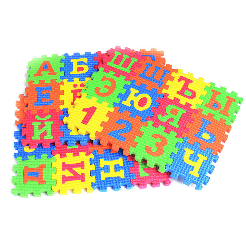 60Pcs EVA Foam Russian Alphabet Letters Numbers Floor Baby Mat Learn t-PN FT