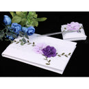 Wedding Guest Book White Lace Purple Flowers Signature Book Party Decor