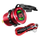Quick Charge Car Charger Socket QC3.0 Socket LED Voltmeter Boat Red