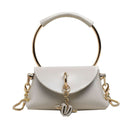 Metal Ring Handle Women Handbag Mini Cute Tote Bag Chain Rivet Shoulder Bag Q6G2