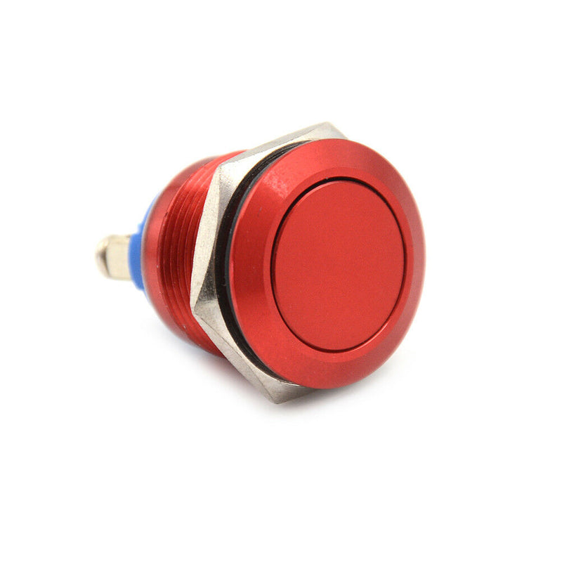 1PC 19mm waterproof red momentary metal push button switch flat top switch Bj