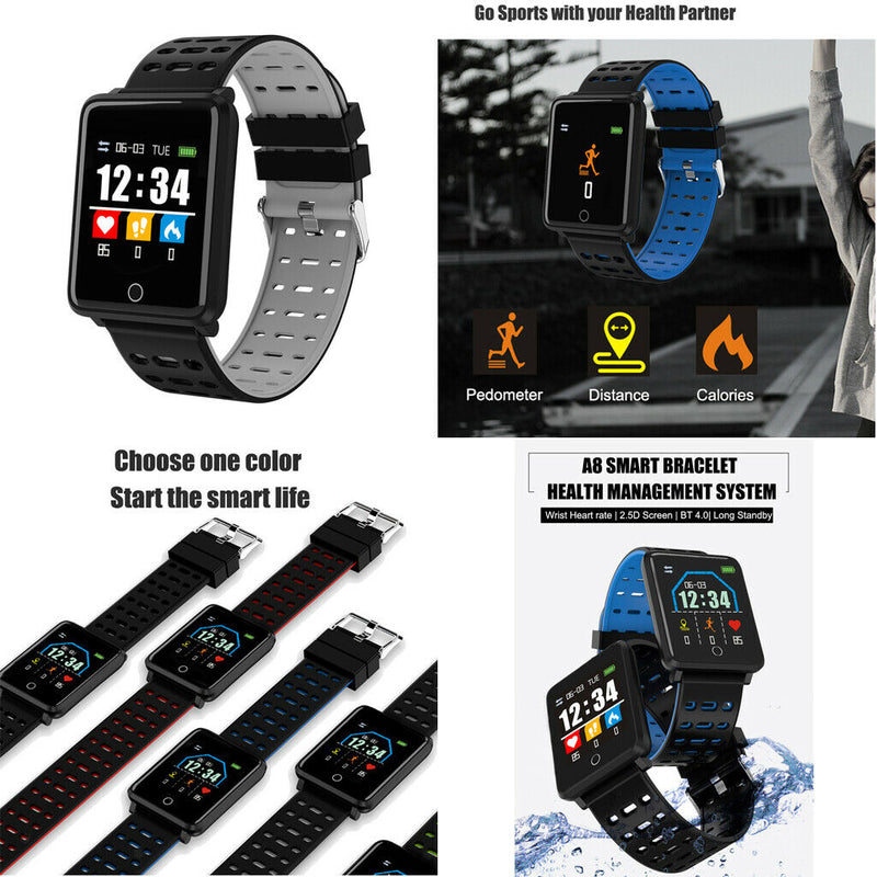 Electronic Sports Bluetooth Smart Watch Alarm Clock 180mAh Men Women Gray