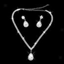 Shiny Crystal Teardrop Pendant Necklace Earrings Wedding Bridal Jewelry Set