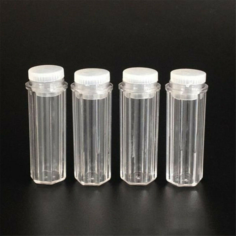 5PCS Clear Empty Hexagonal Plastic Pill Bottle Cap Medicine Capsule Container