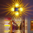 AC110-240V 3W LED Metal Square Yellow Wall Lamp Light Home Hotel Bar Decor