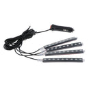 9 LED Car Strobe RGB LED 4 Strip Light Decorative  Lamp Interior Light