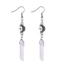 Clear Quartz Moon Earrings - Boho, Witchy, Natural Stones, Esoteric, Celestial