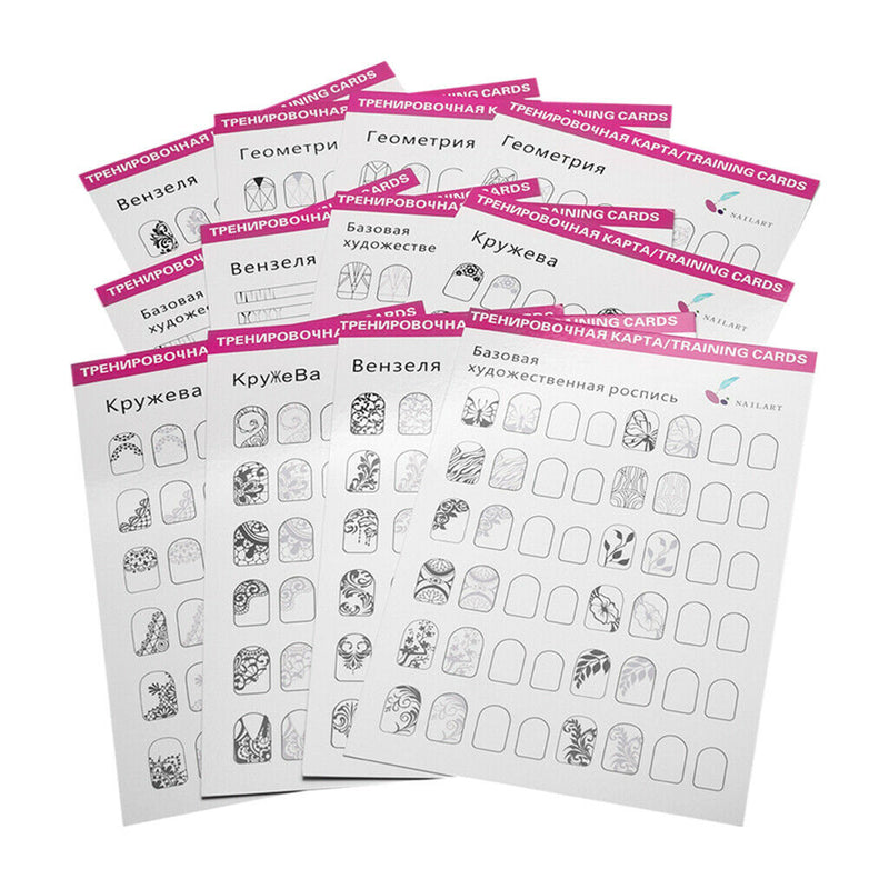 12pcs /PACK Nail Art Practice Template Guide Paper Book Set For Beginner