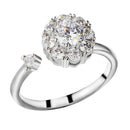 2-Pack Adjustable Rotating Ring  Open Flower Zircon Rings Party