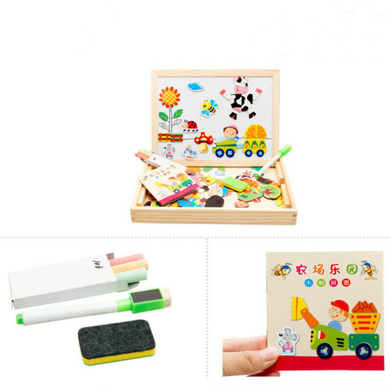 Kids Magnetic Drawing Board Wooden Children Puzzles Educational Puzzle T HTR