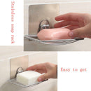 4PCS Adhesive Suction Cup Soap Dish Stainless Steel Sponge Holder Bathroom