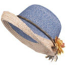 Summer Hat Lady Raffi Straw Hat Lady Hat Corner Sunhat(Blue)